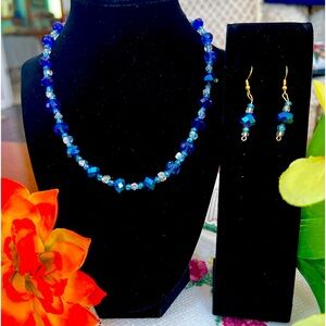 Hand made piece using dark and lighter blue.